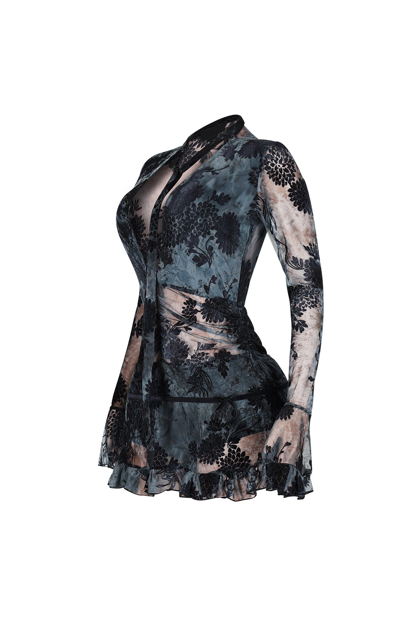 Lecce Mesh Velvet Mini Dress