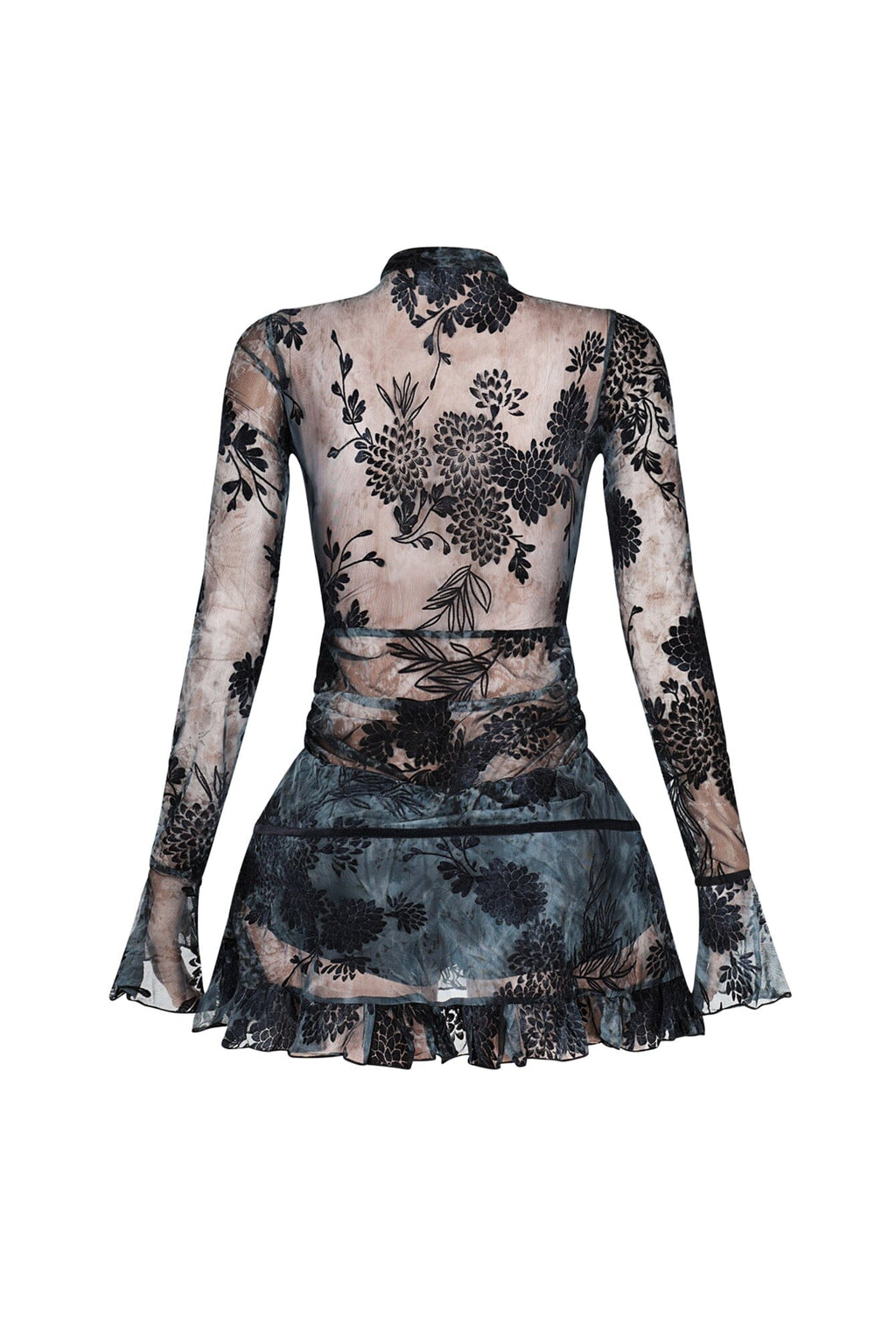 Lecce Mesh Velvet Mini Dress