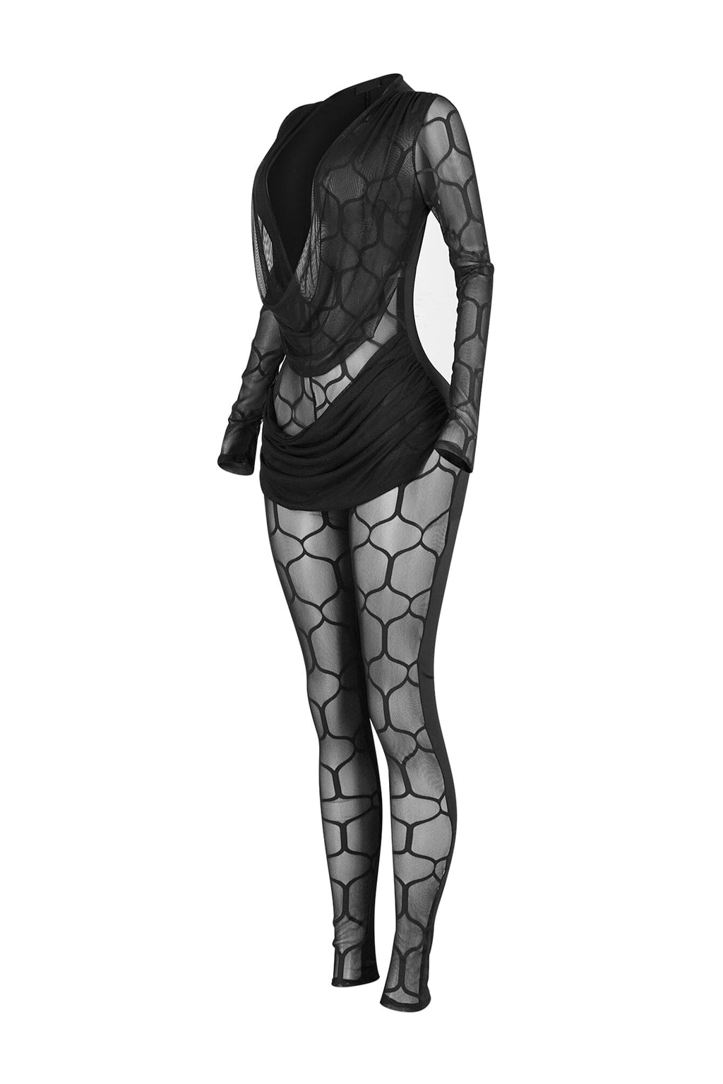 Soraya Mesh Cowl Neck Jumpsuit