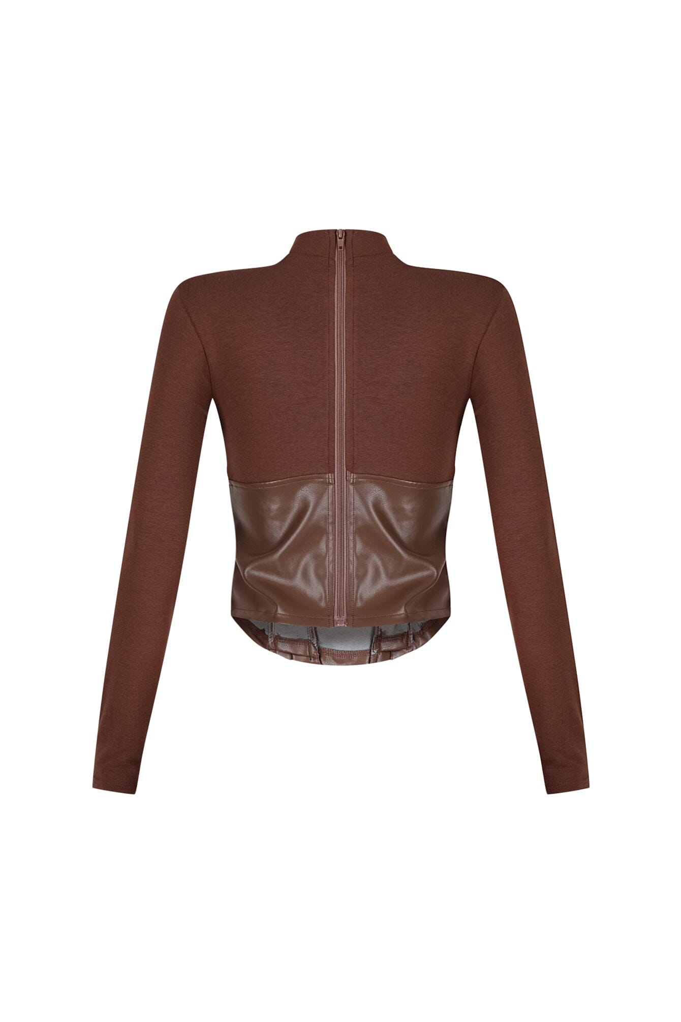 Slate Faux Leather Mock Neck Top