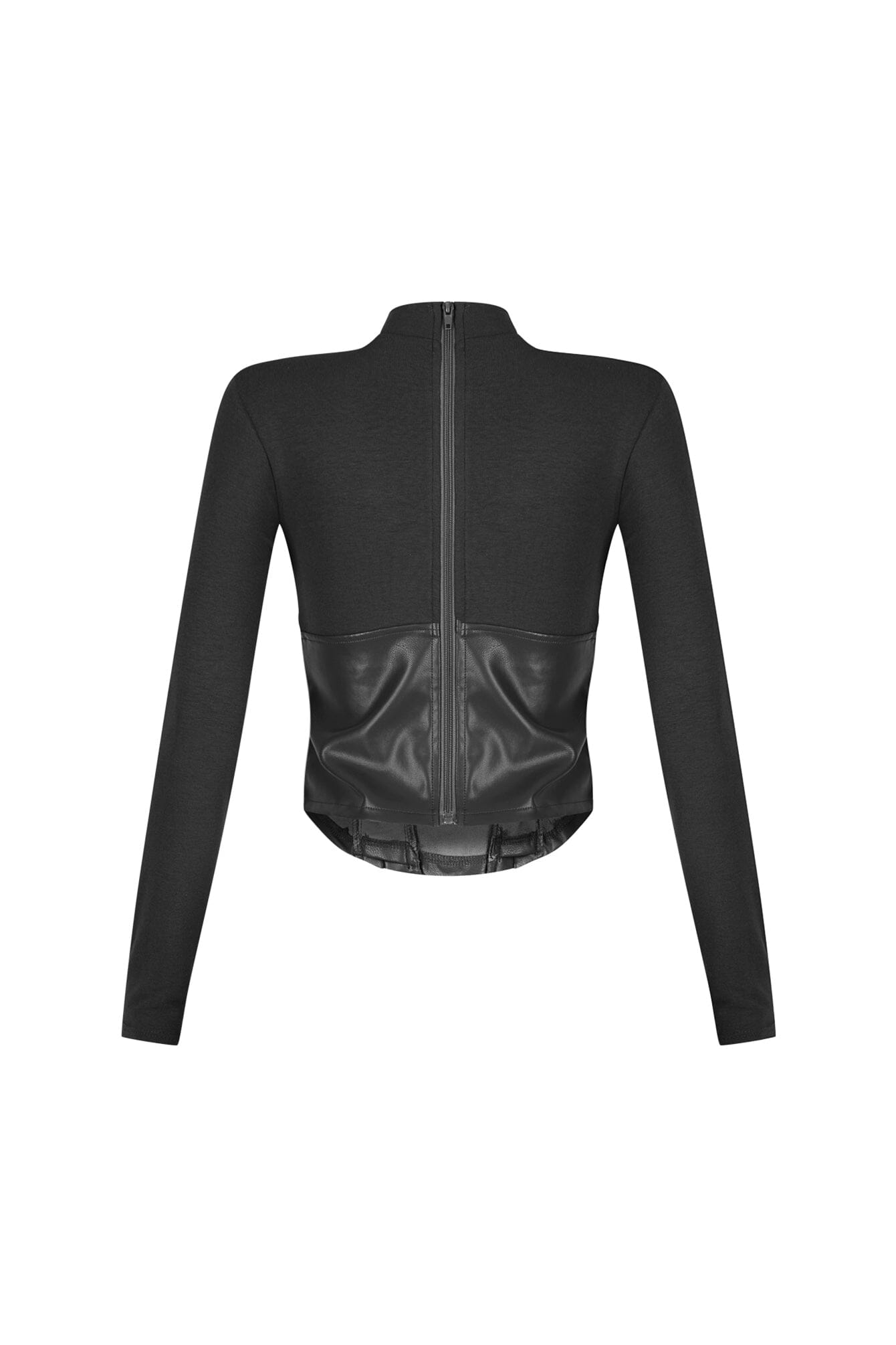 Slate Faux Leather Mock Neck Top