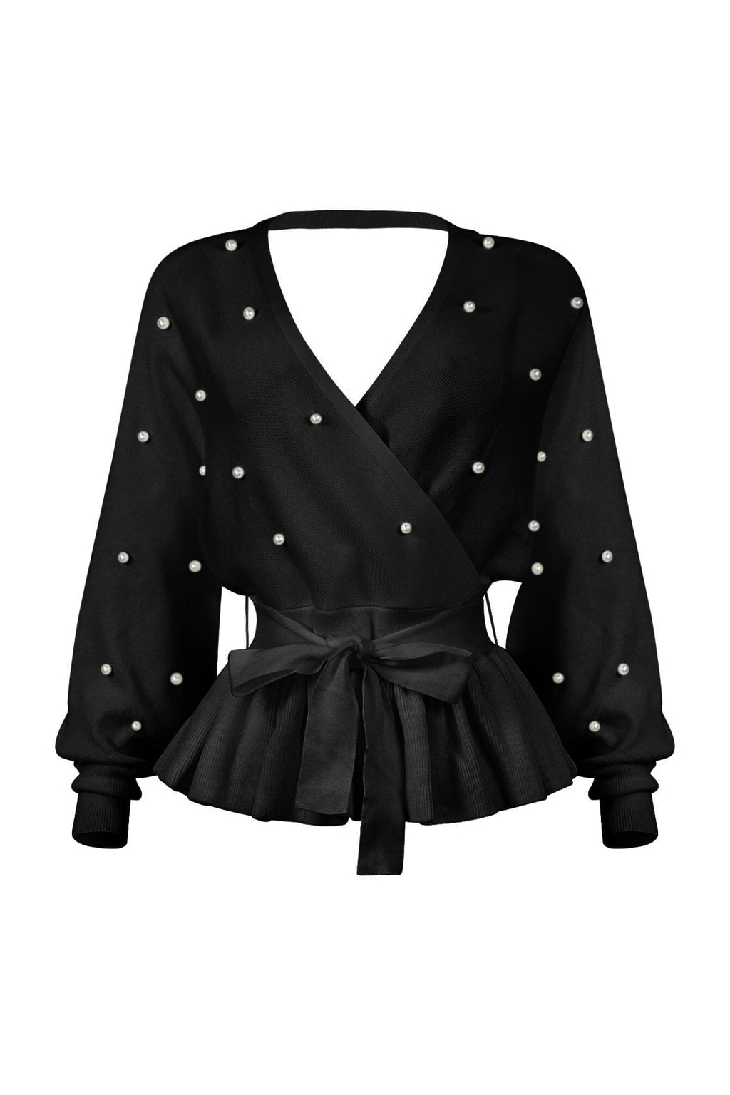 Aubrey Pearl Knit Wrap Sweater