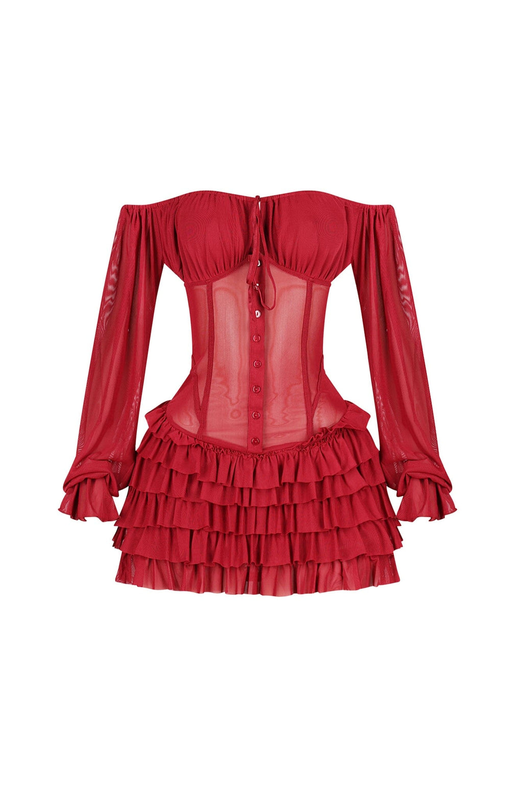 Regal Yet Structured Ruffle Mini Dress