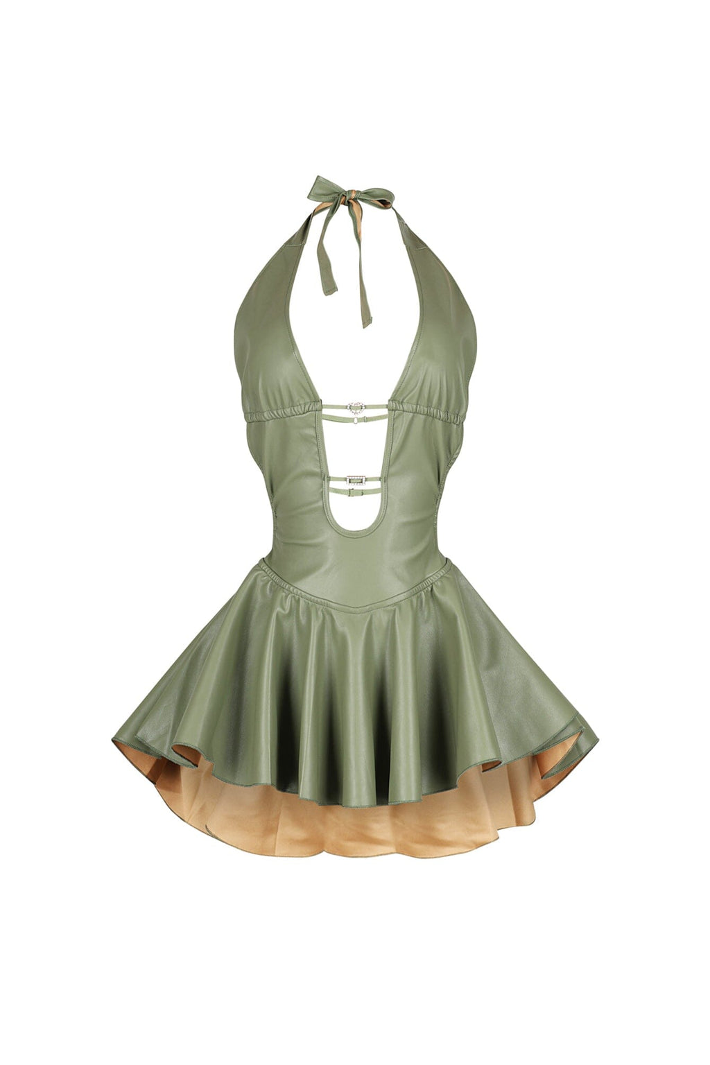 Giselle Faux Leather Flare Mini Dress