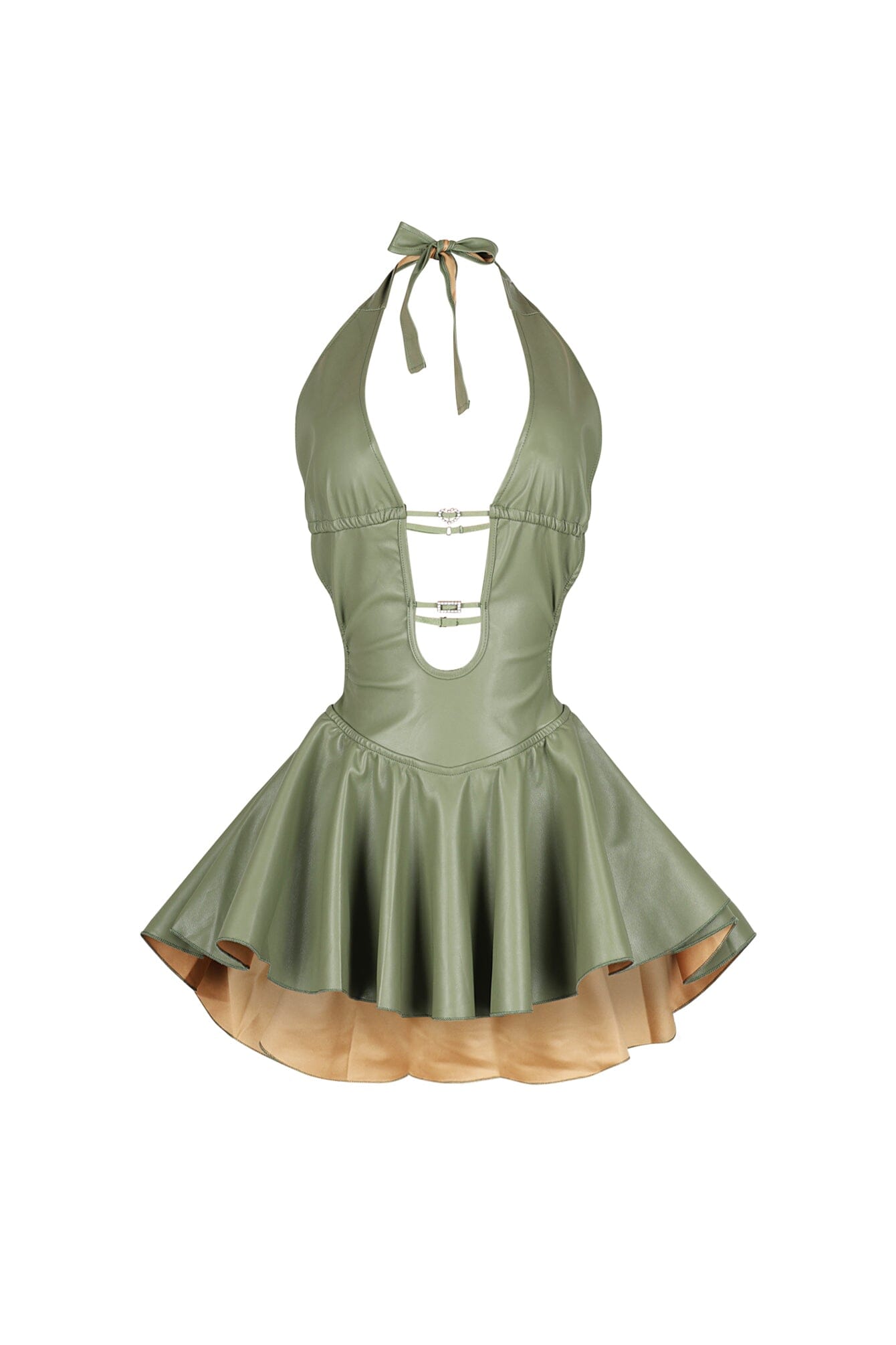 Giselle Faux Leather Flare Mini Dress