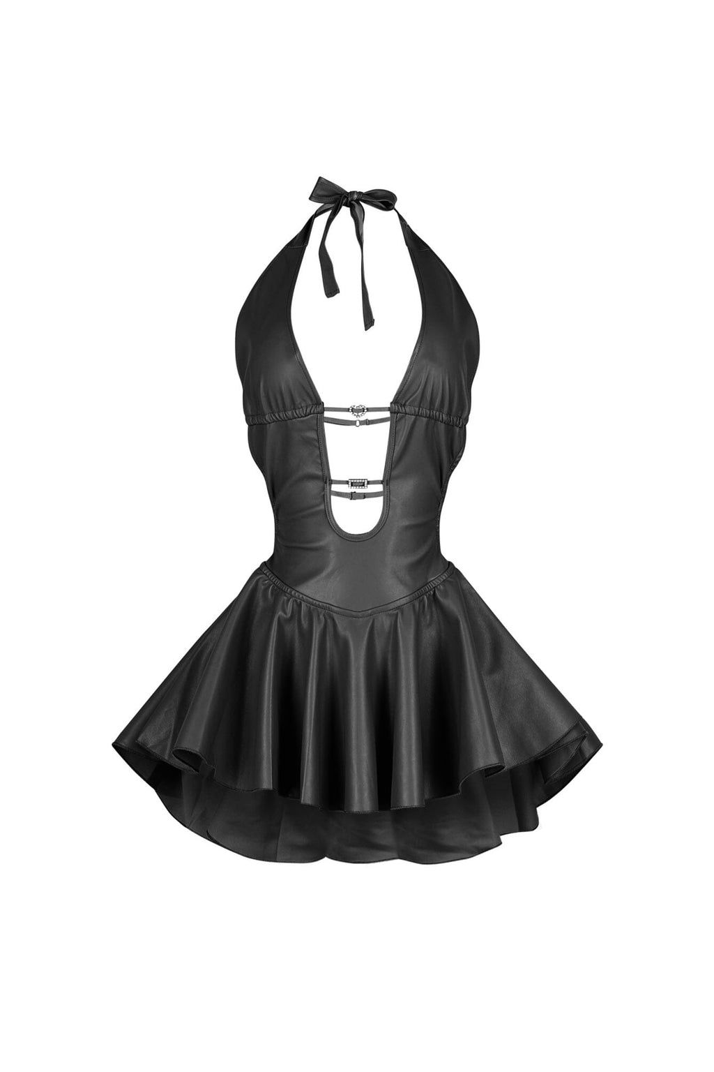 Giselle Faux Leather Flare Mini Dress