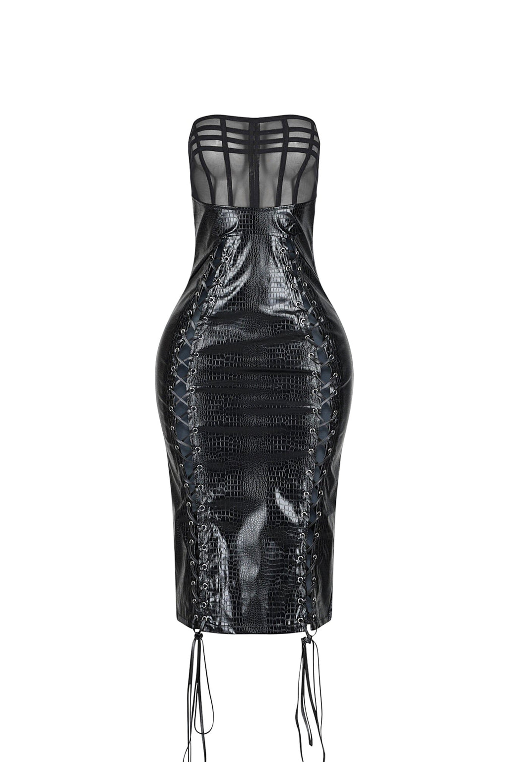 Alexis Lace Up PU Midi Dress