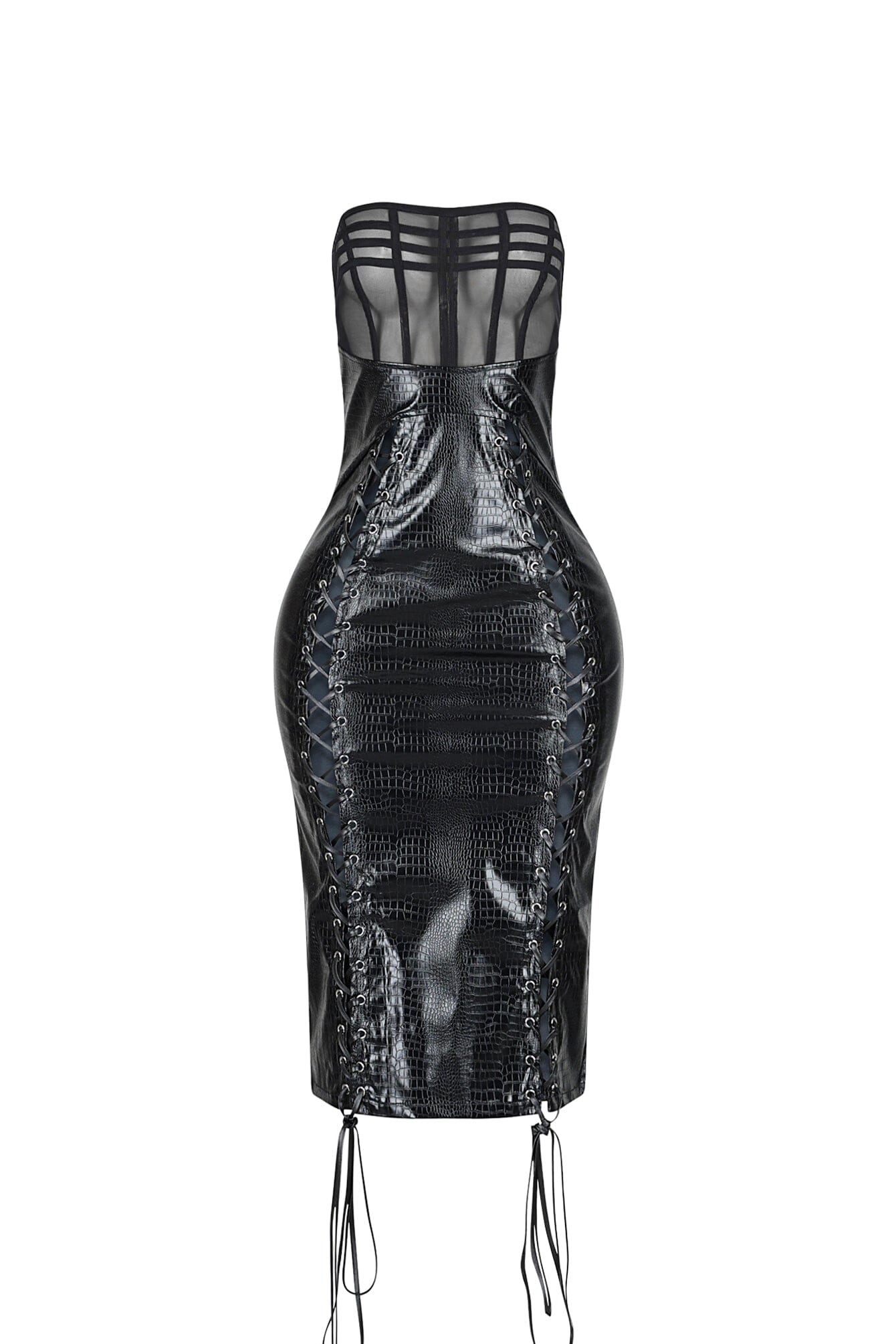 Alexis Lace Up PU Midi Dress