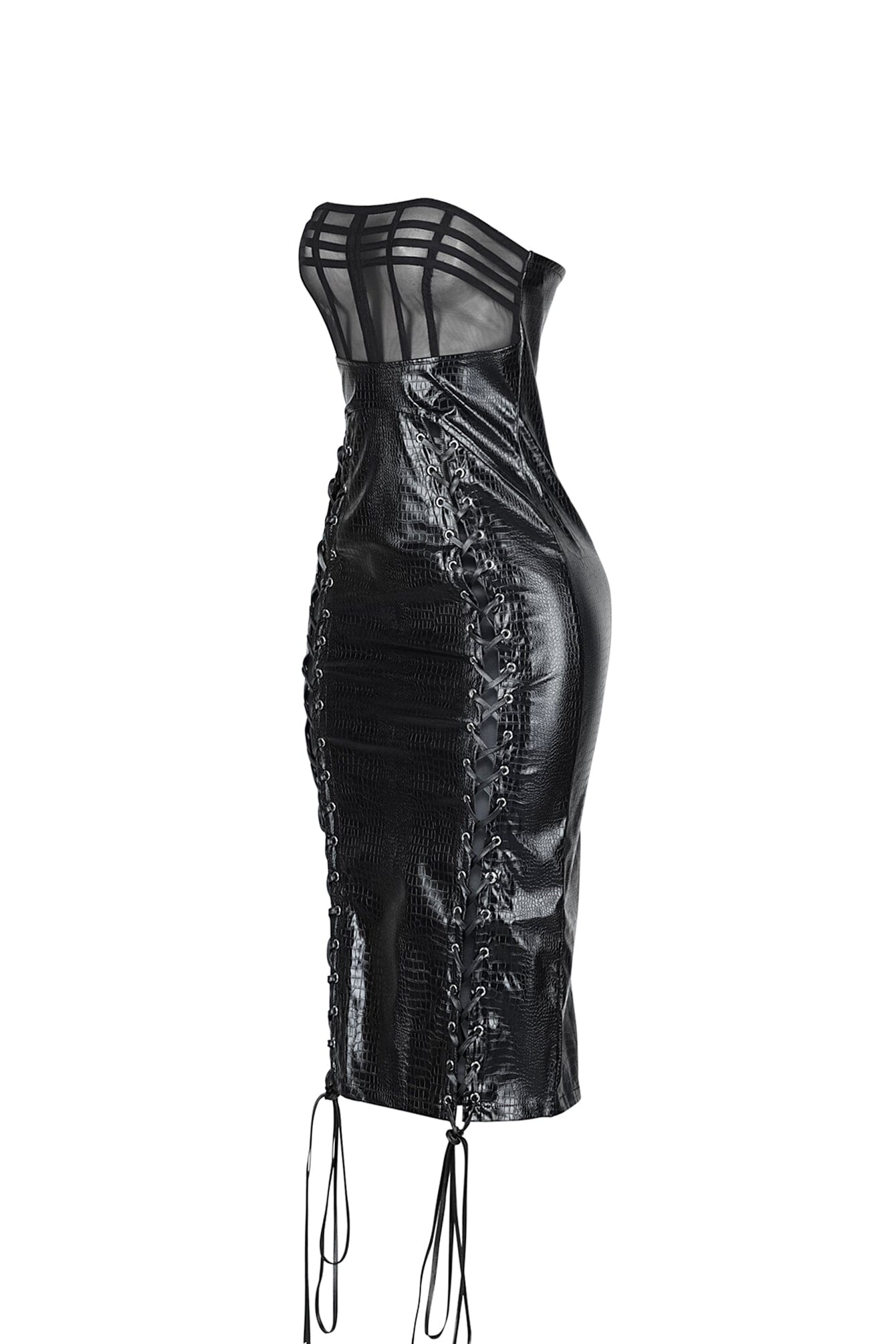 Alexis Lace Up PU Midi Dress