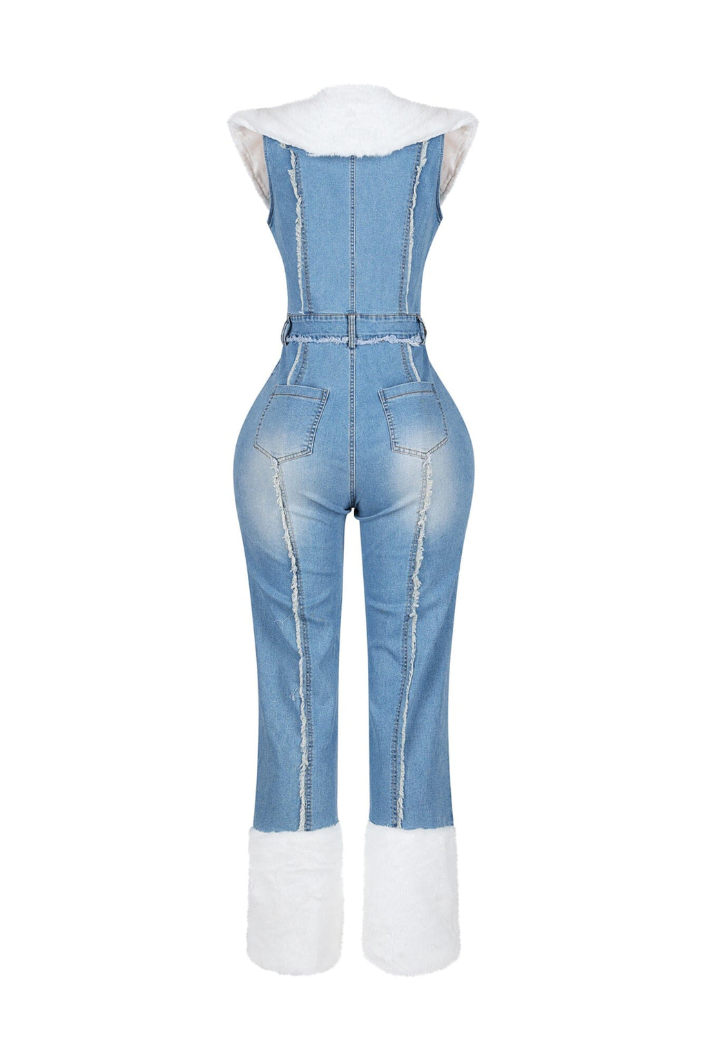 Flurry Charm Faux Fur Denim Jumpsuit