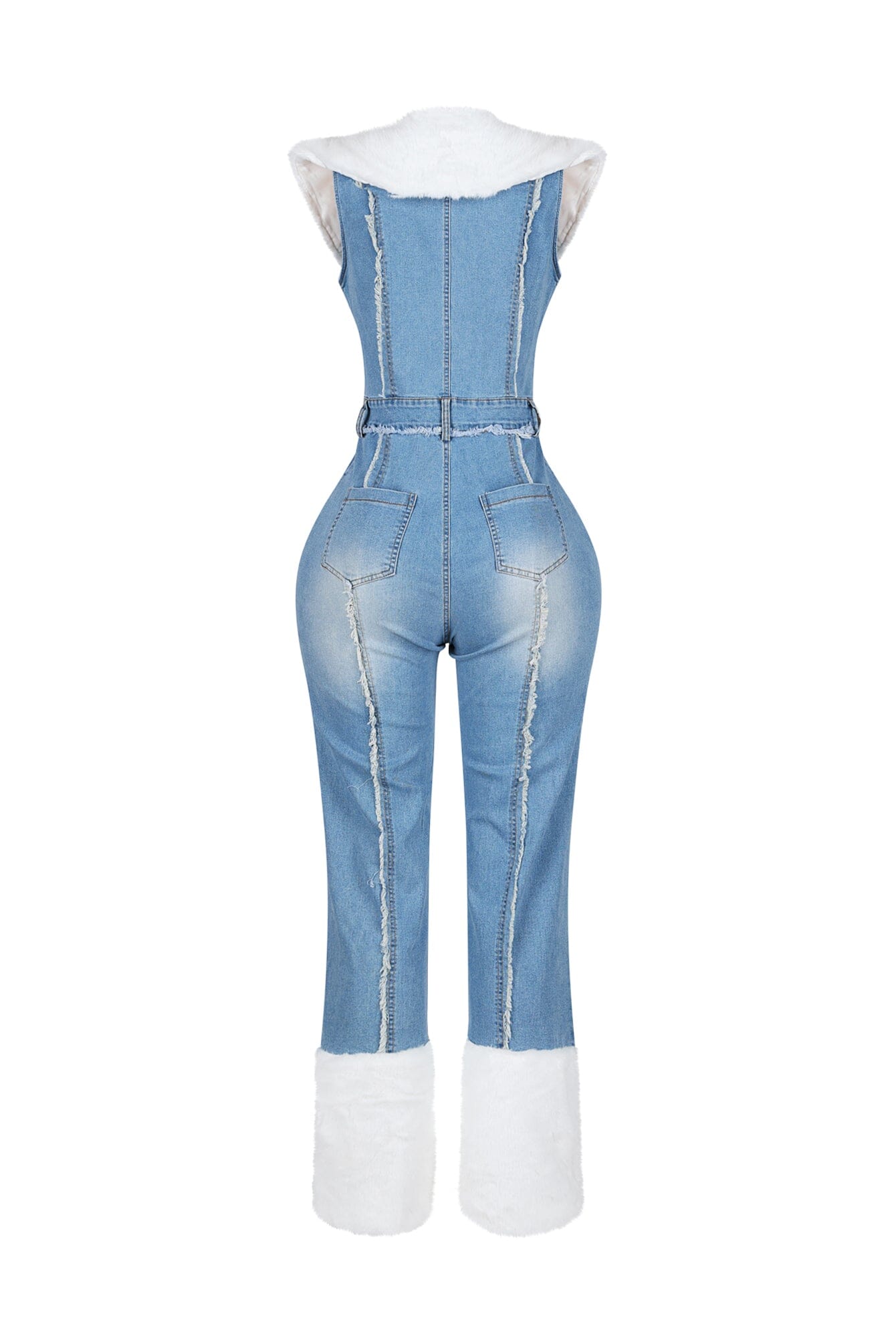 Flurry Charm Faux Fur Denim Jumpsuit