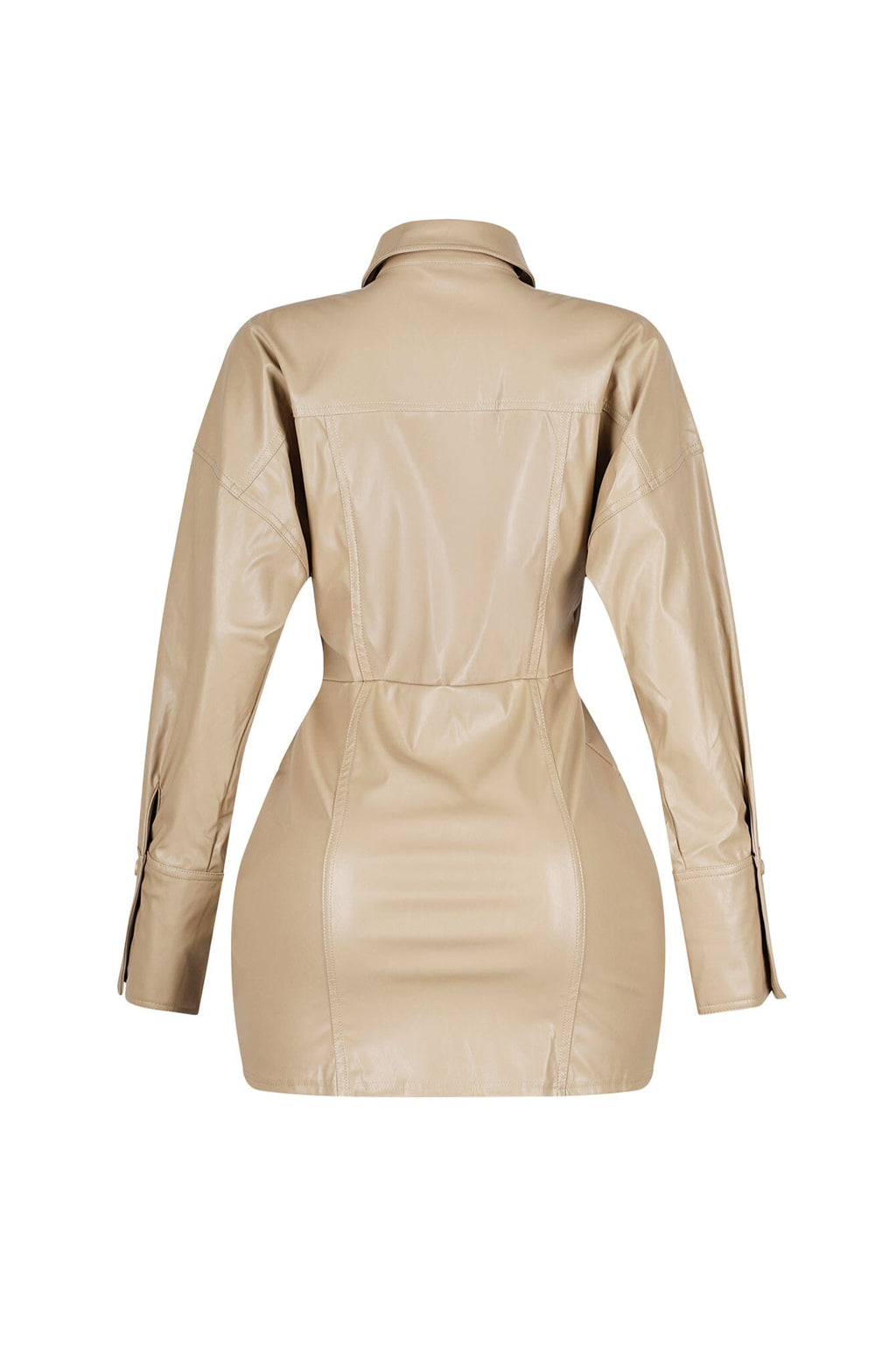 Velora Noir PU Button Up Dress