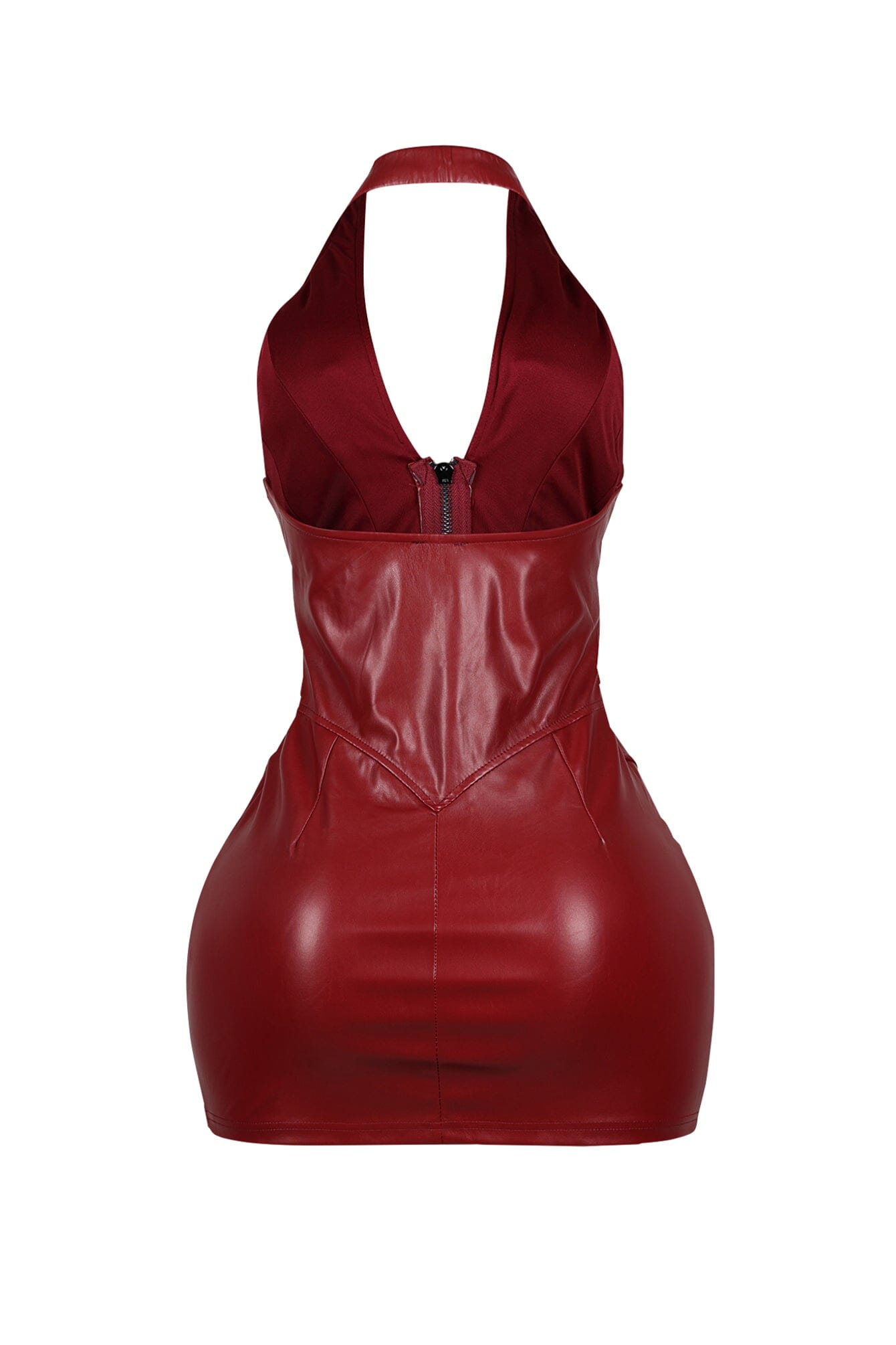 To Be Mine Faux Leather Halter Dress