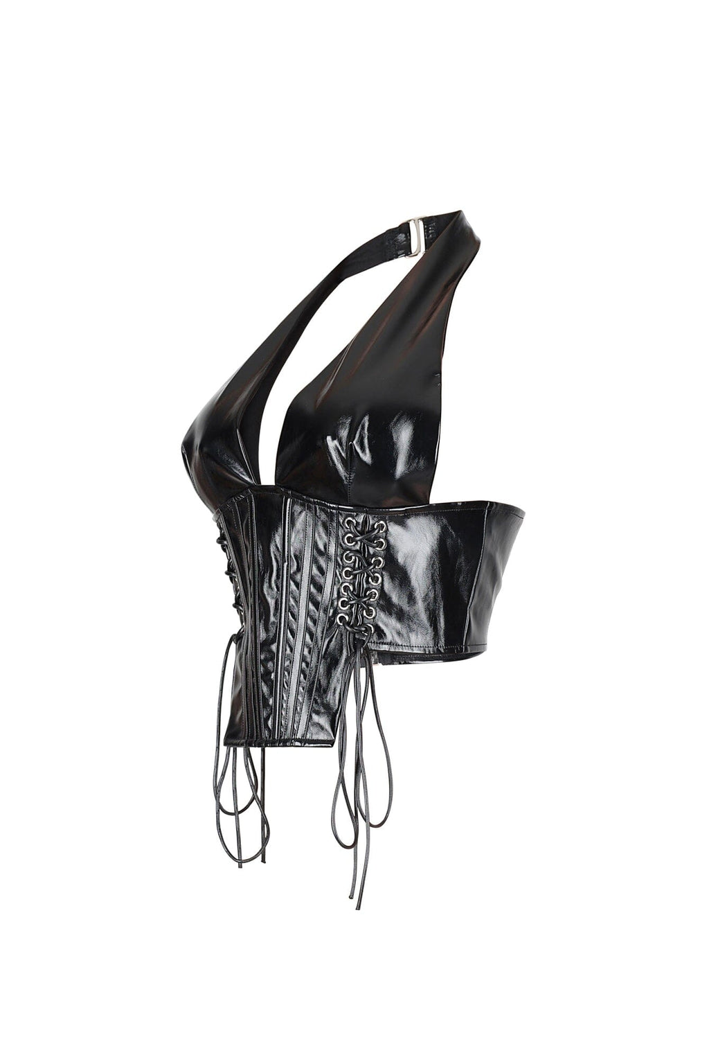 Prague Noir PU Corset Halter Top