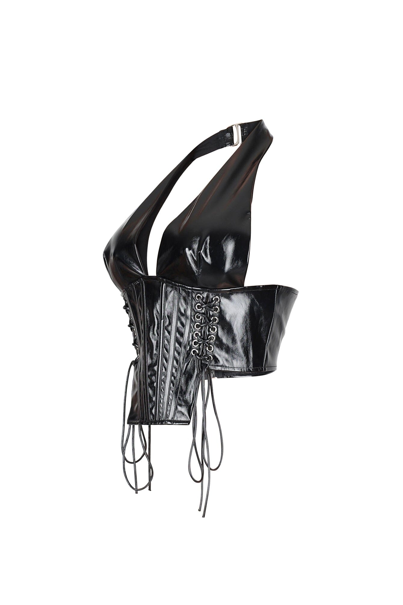 Prague Noir PU Corset Halter Top