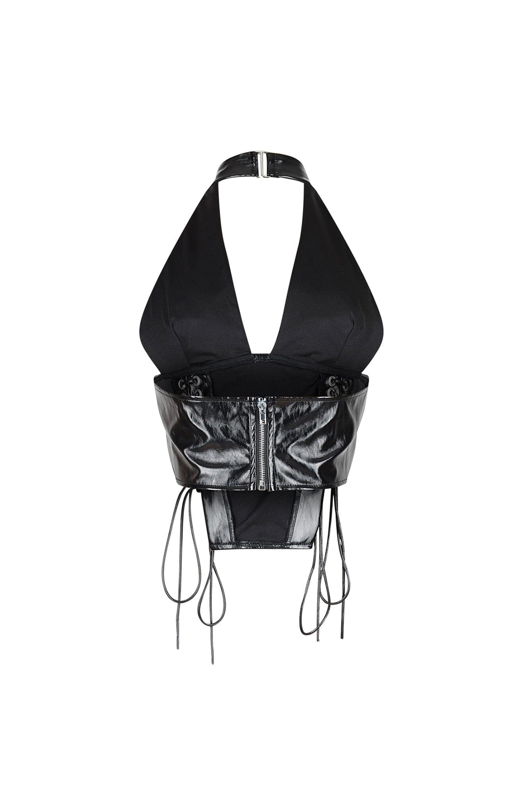 Prague Noir PU Corset Halter Top