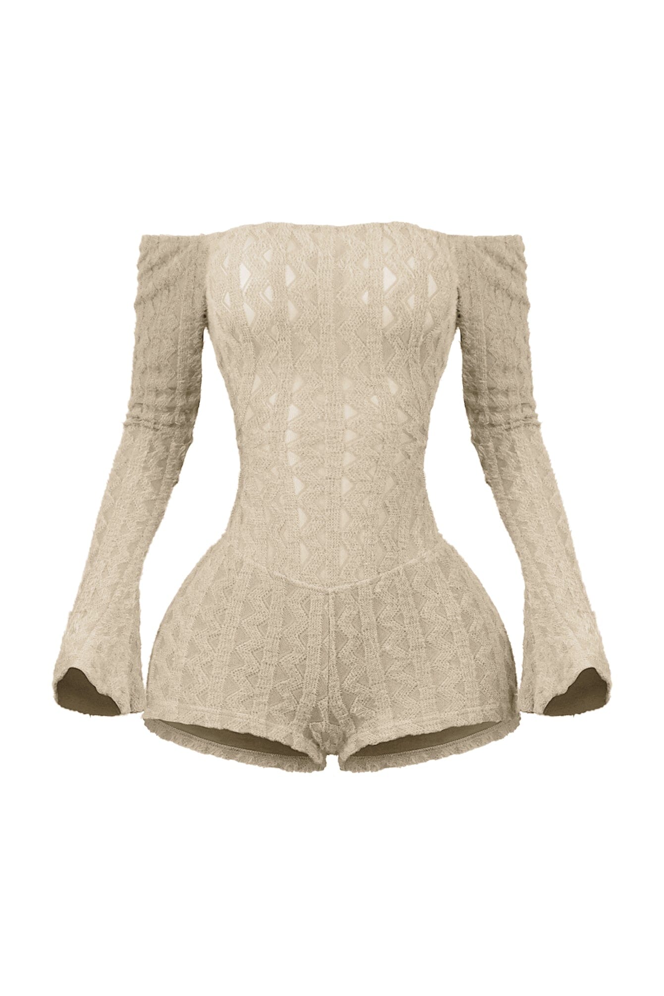 Marissa Off Shoulder Fuzzy Knit Romper