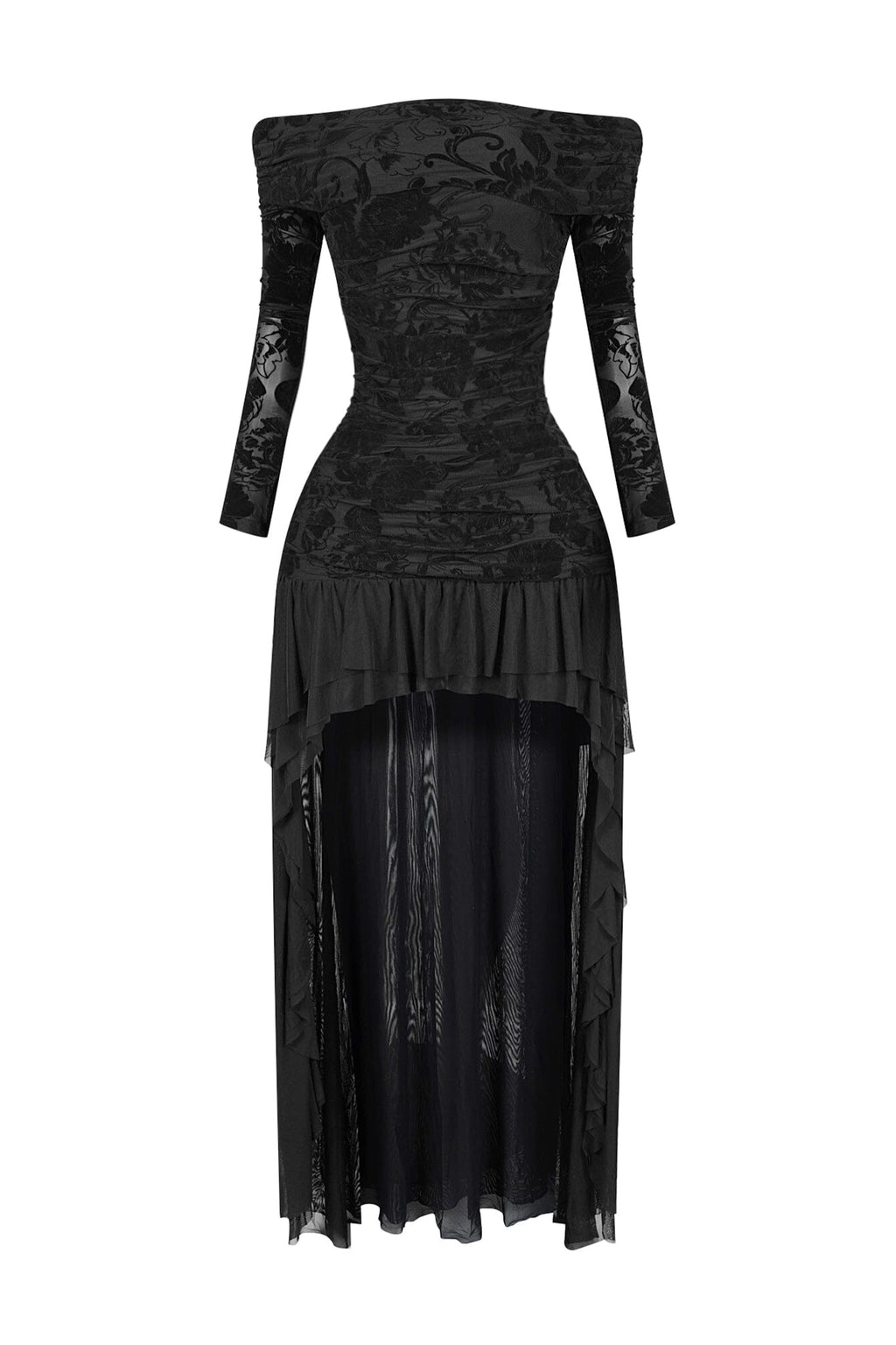 Alaina Velvet Burnout Off Shoulder Maxi Dress