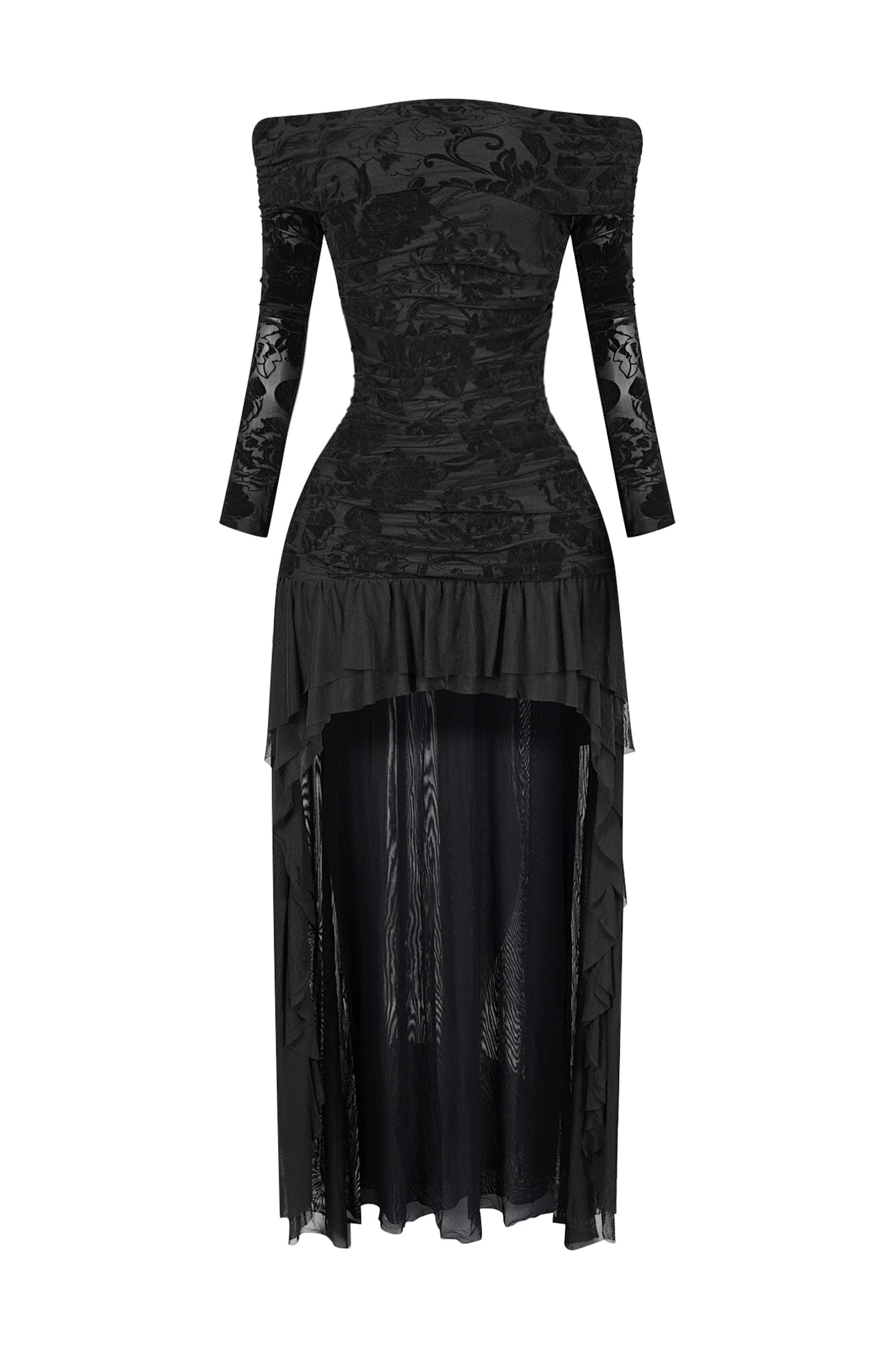 Alaina Velvet Burnout Off Shoulder Maxi Dress