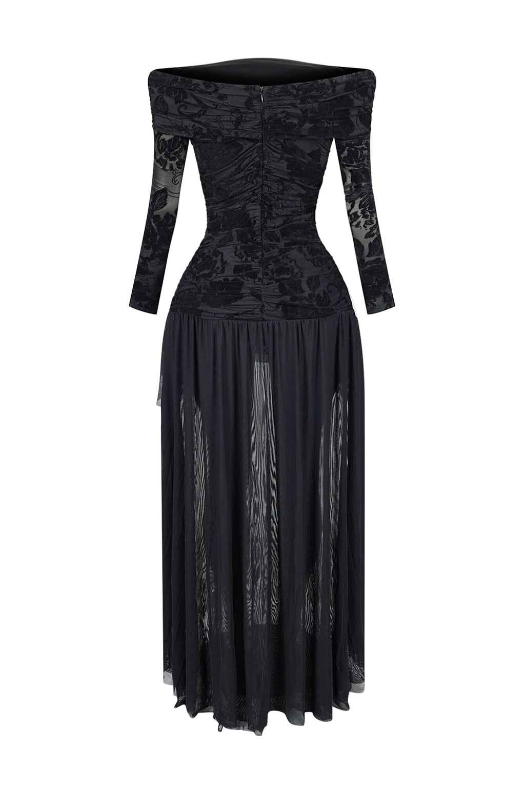 Alaina Velvet Burnout Off Shoulder Maxi Dress