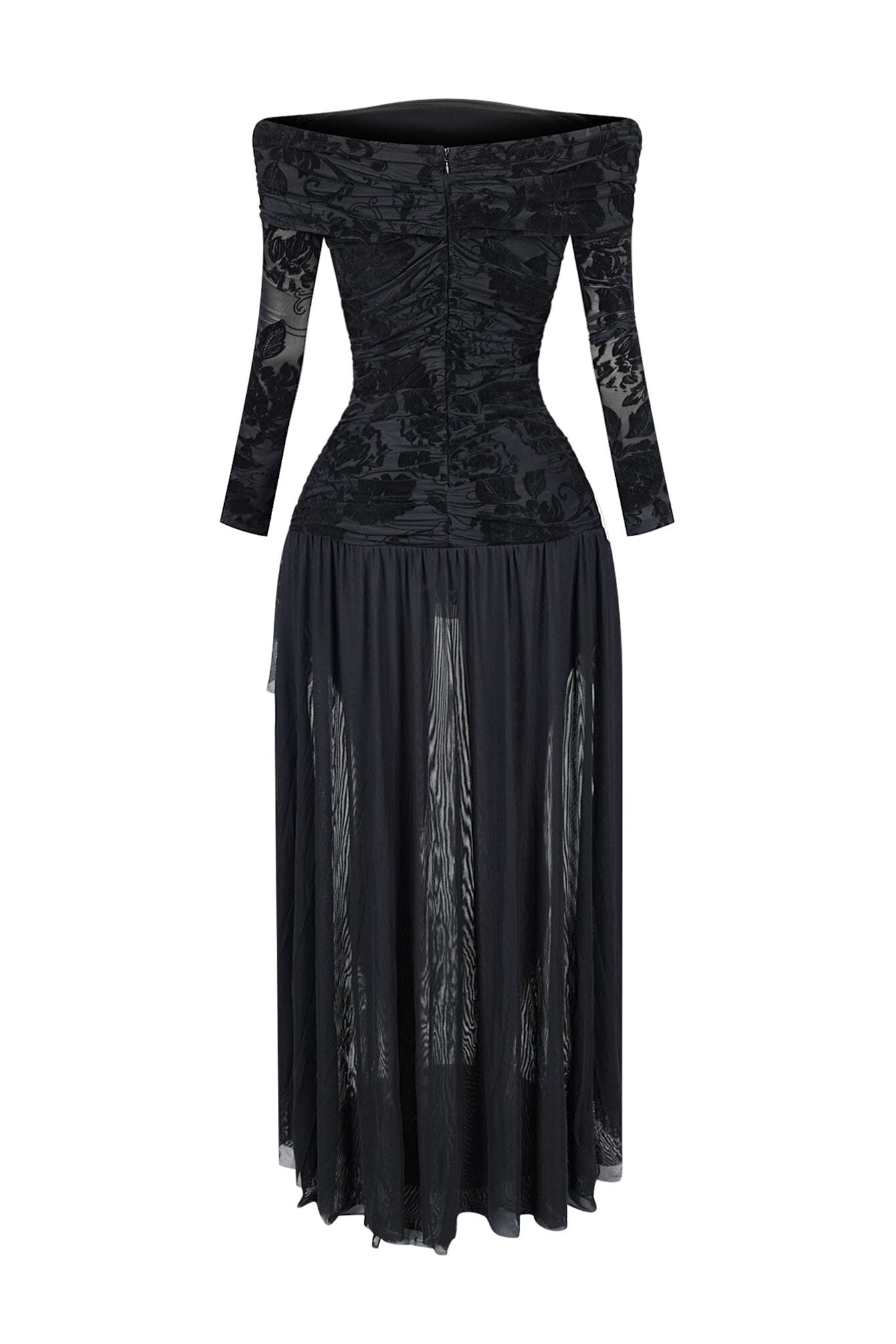 Alaina Velvet Burnout Off Shoulder Maxi Dress