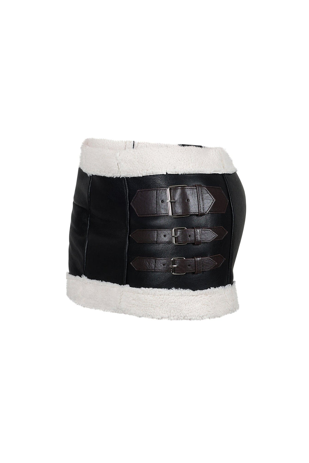 Victoria Faux Leather Belted Mini Skirt