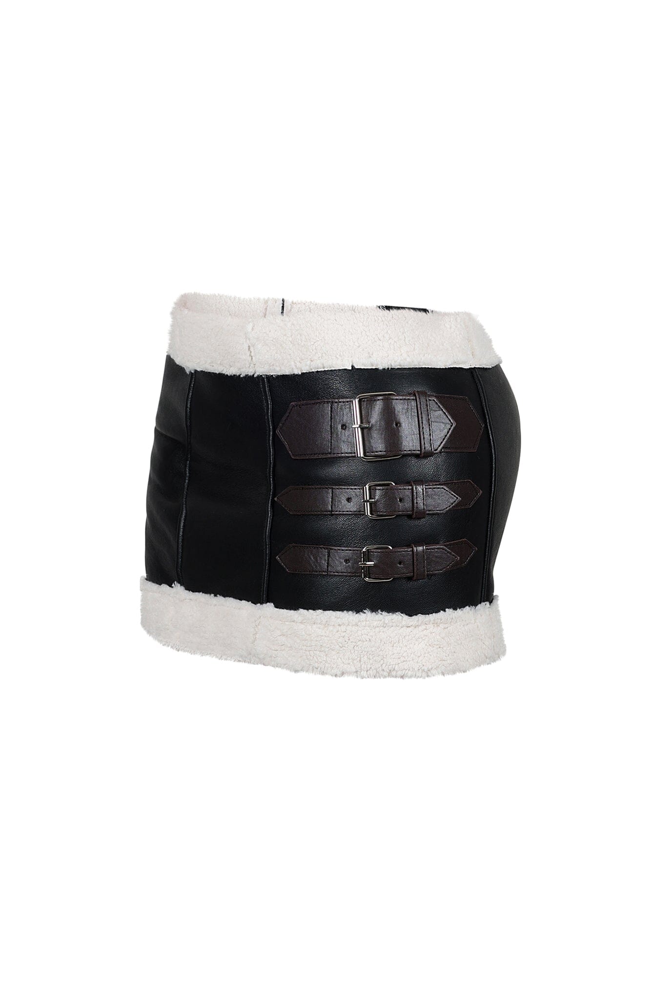 Victoria Faux Leather Belted Mini Skirt