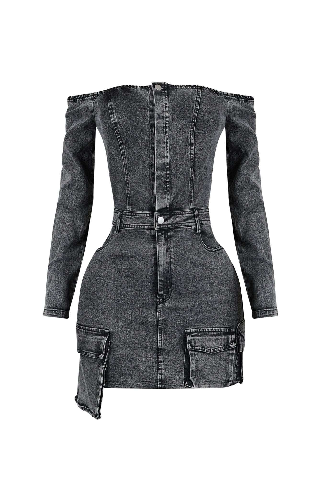 Valencia Off Shoulder Denim Midi Dress