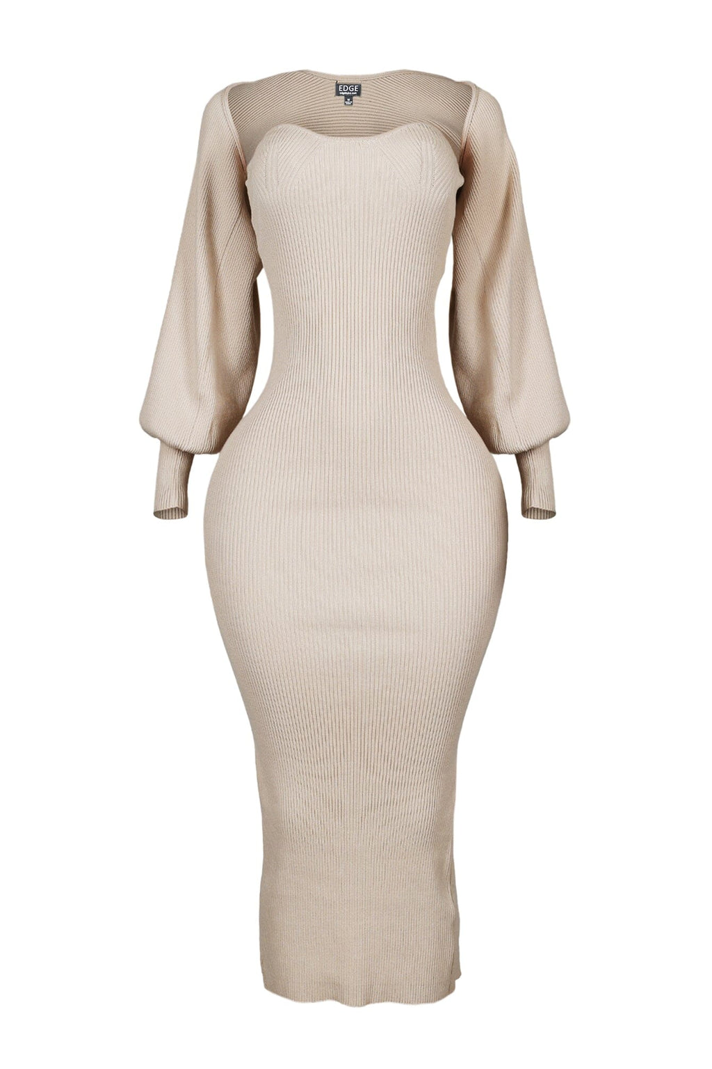 Heather Ribbed Knit Dress With Bolero SET