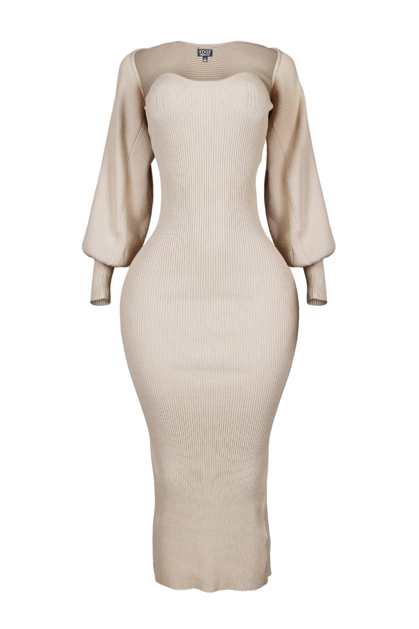 Heather Ribbed Knit Dress With Bolero SET