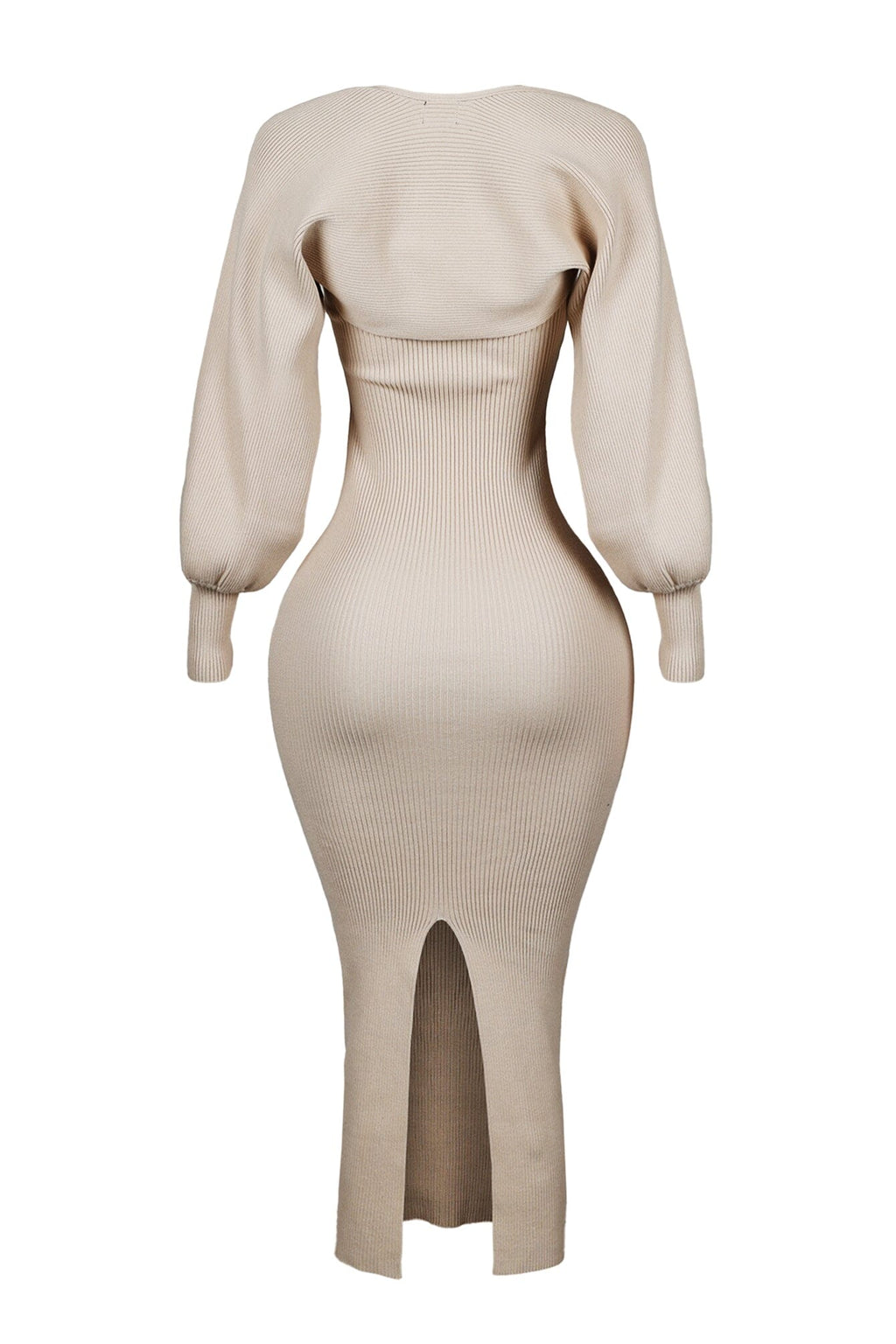 Heather Ribbed Knit Dress With Bolero SET