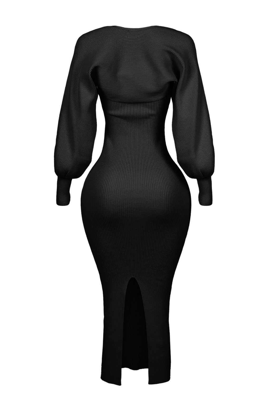 Heather Ribbed Knit Dress With Bolero SET