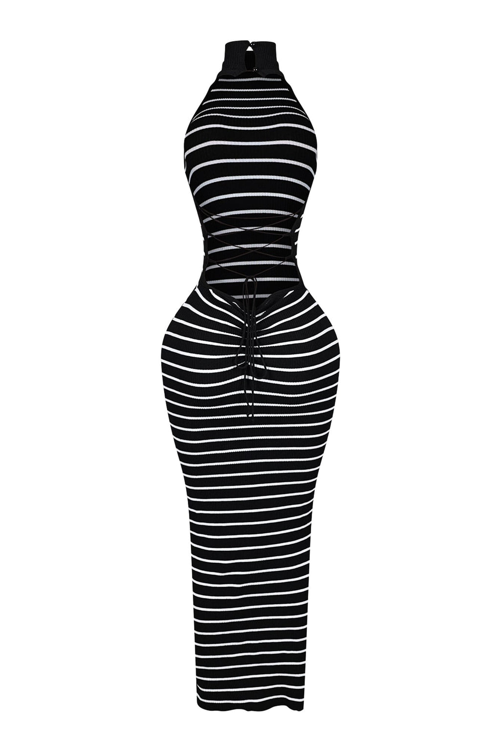 Verona Stripe Mock Neck Maxi Dress