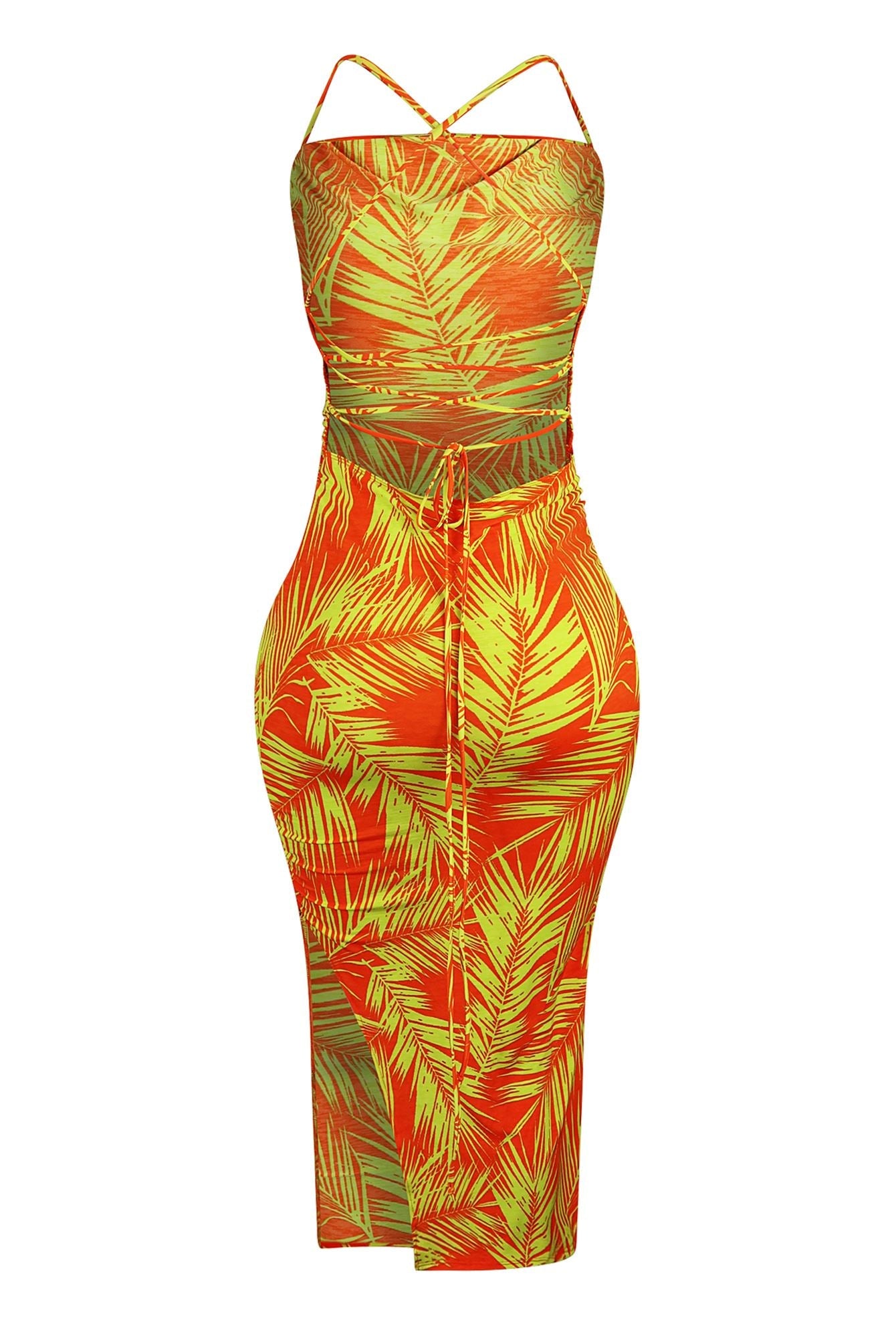 Miami Girl Print Back Lace Up Dress