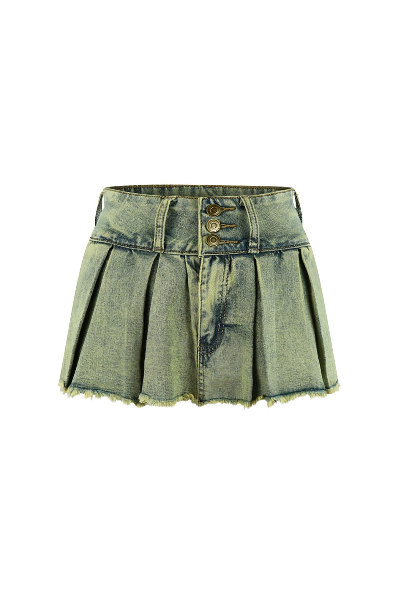 Hint of Moon Vintage Denim Pleated Skort