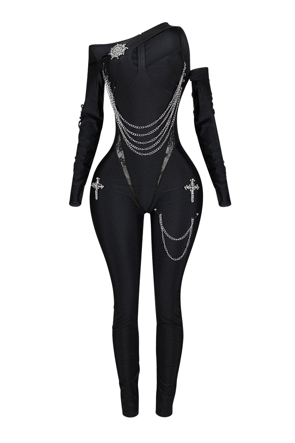 Deena Nylon Metal Chain Jumpsuit