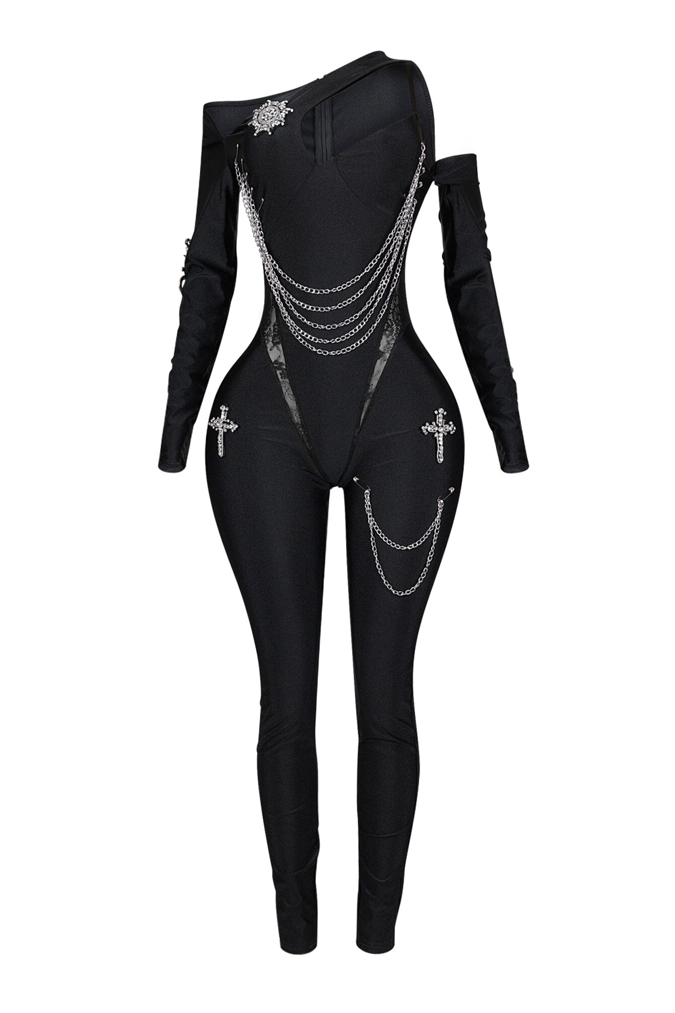 Deena Nylon Metal Chain Jumpsuit