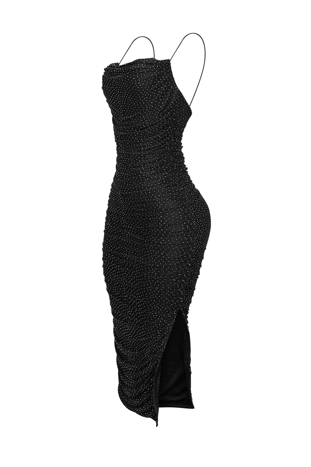 Gemma Rhinestone Mesh Ruched Dress