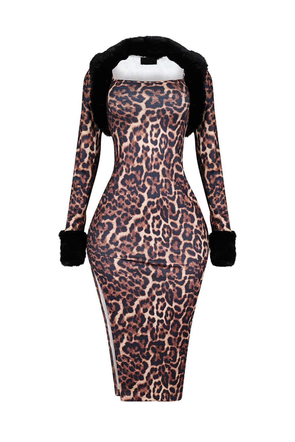Jennifer Leopard Midi Dress With Bolero SET