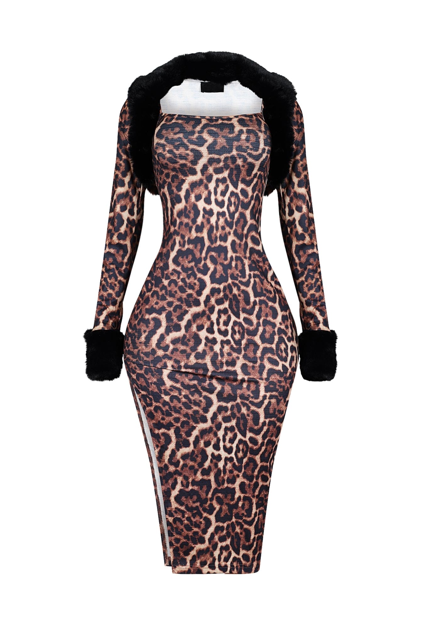 Jennifer Leopard Midi Dress With Bolero SET