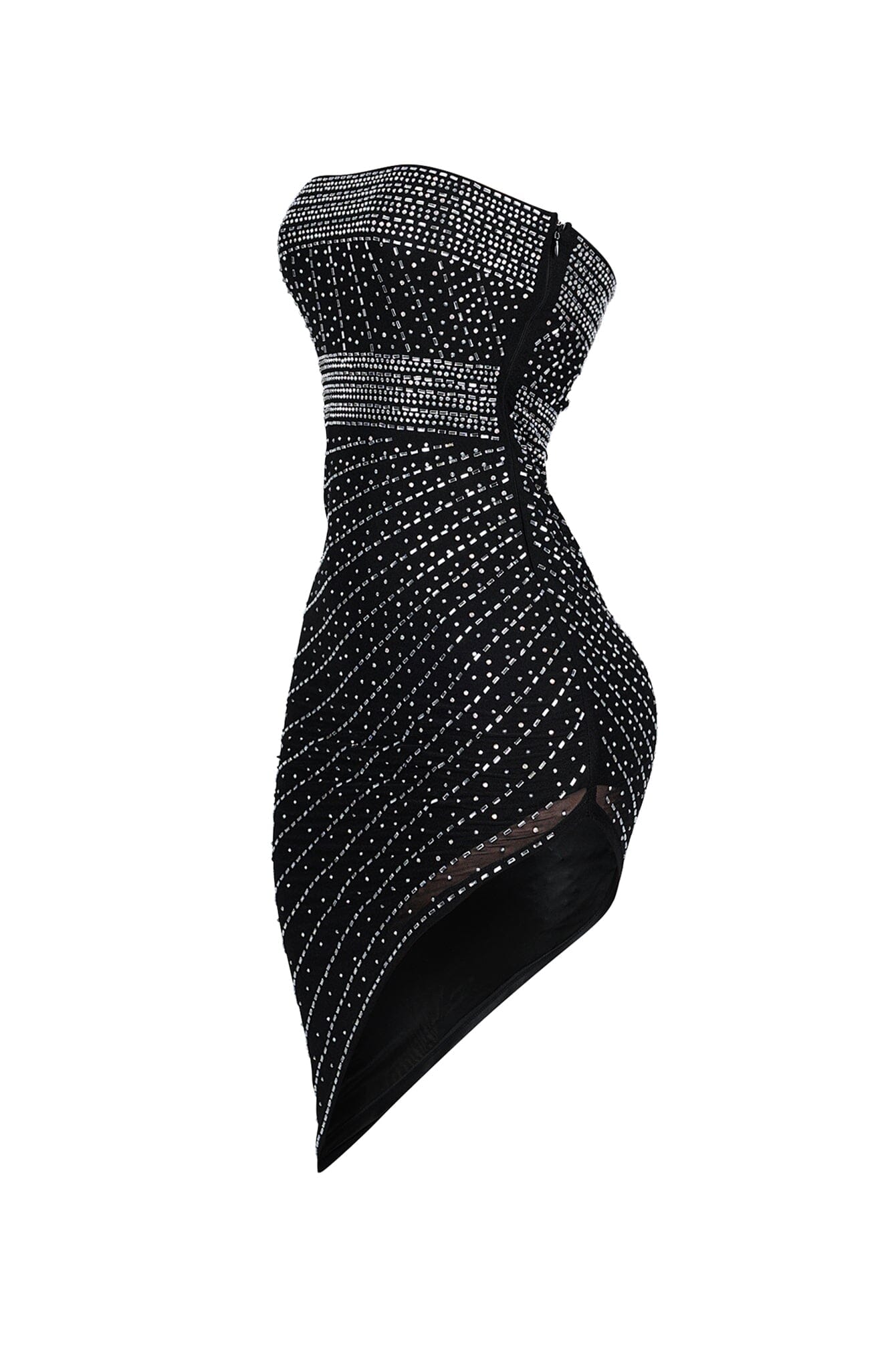 Adriana Tube Rhinestone Asymmetrical Midi Dress