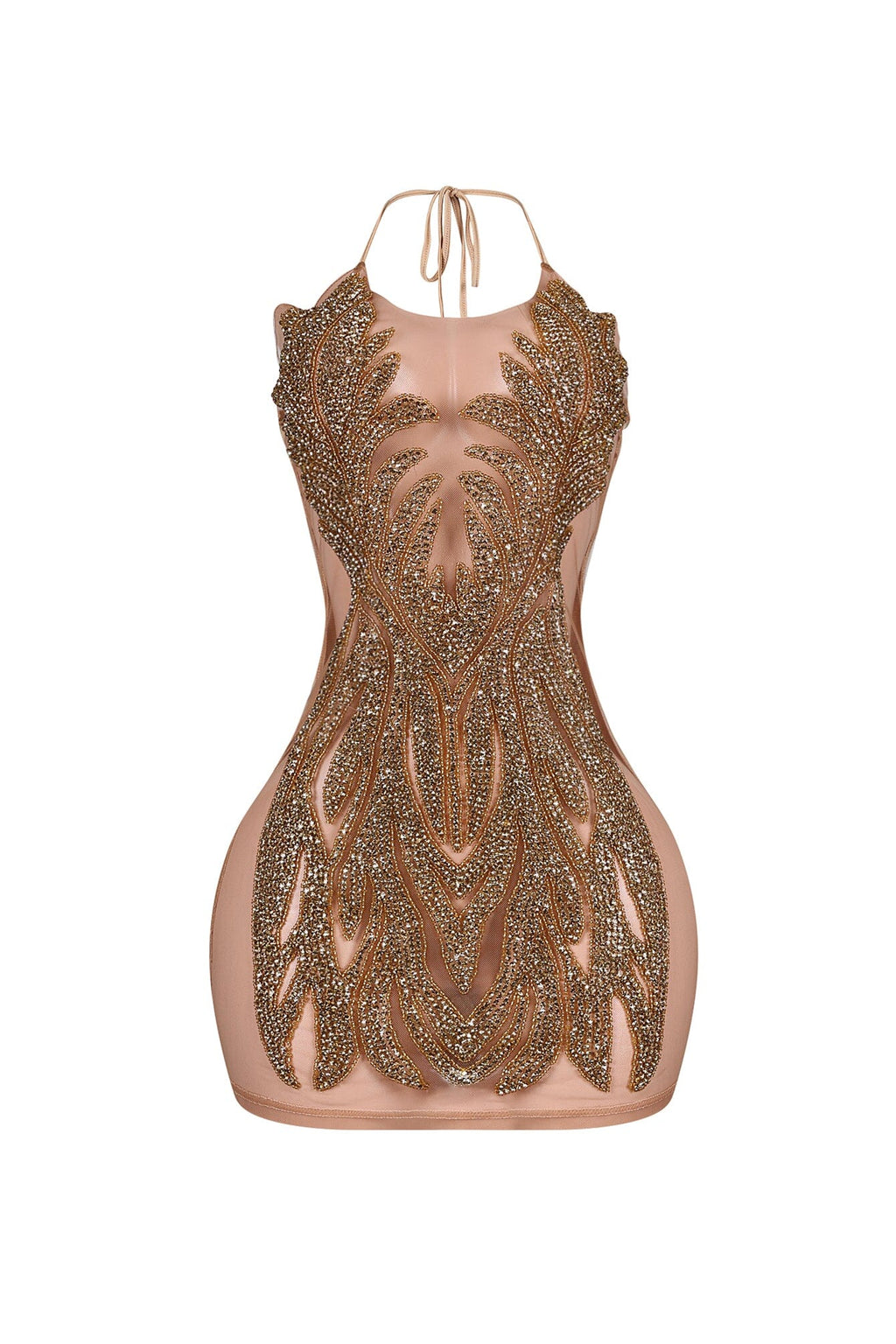 Bratty Rhinestone Mesh Contrast Mini Dress