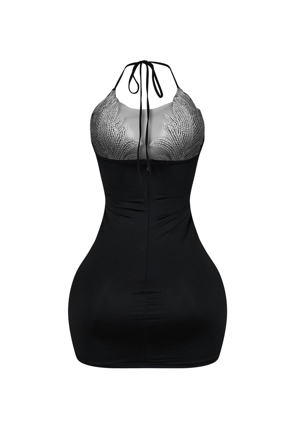 Bratty Rhinestone Mesh Contrast Mini Dress