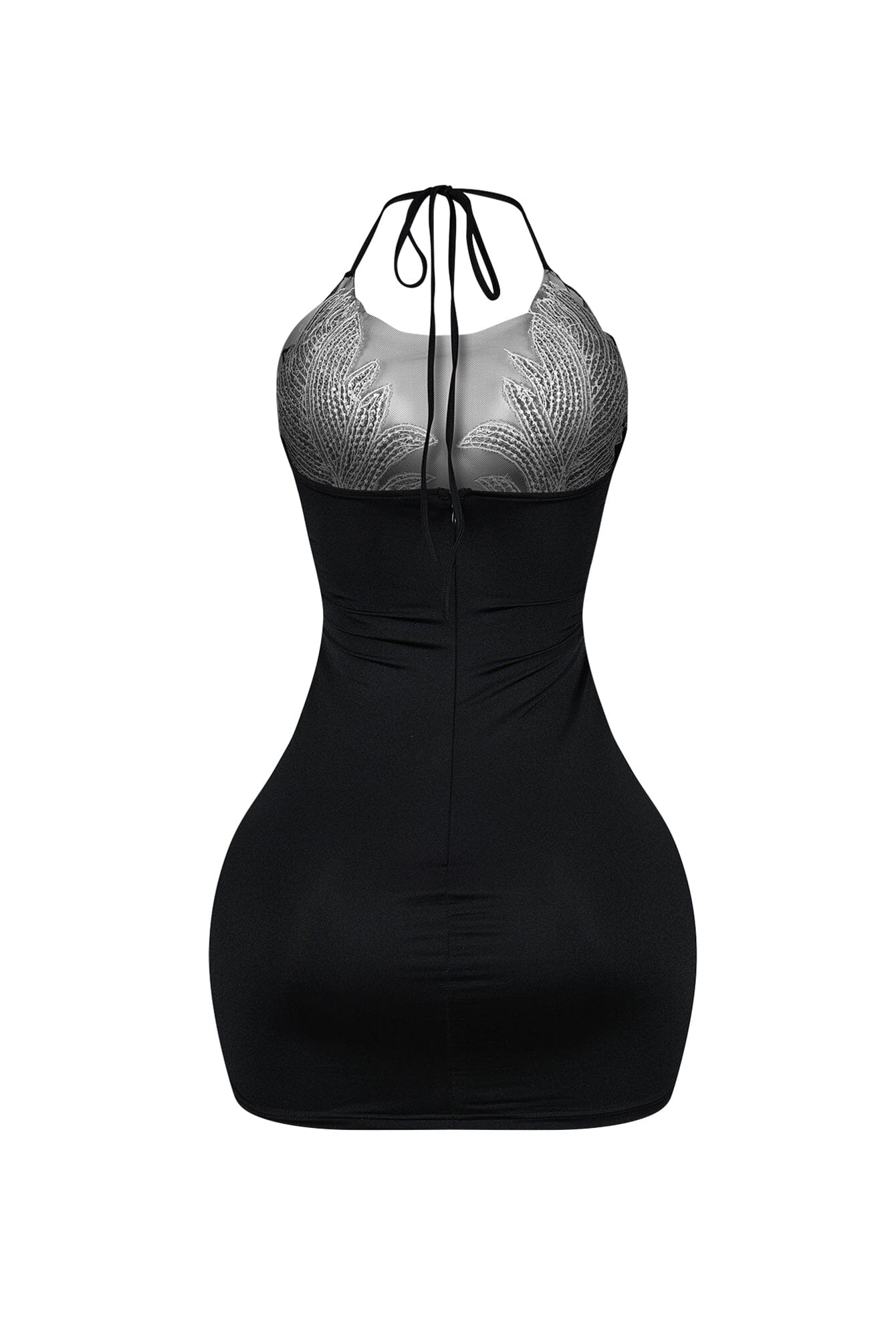 Bratty Rhinestone Mesh Contrast Mini Dress