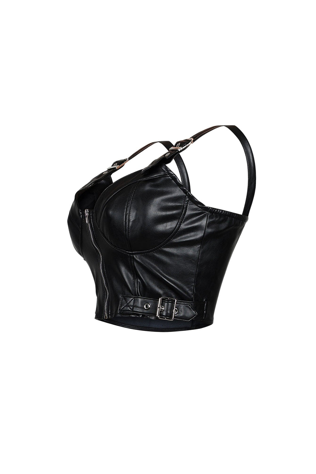Dani Faux Leather Buckle Bustier
