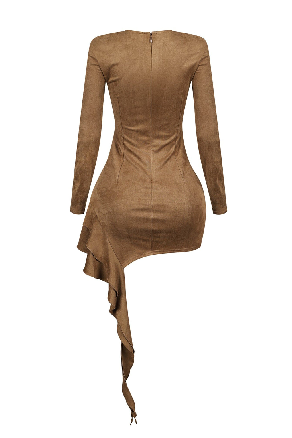 Chantel Suede Zipper Ruffle Mini Dress