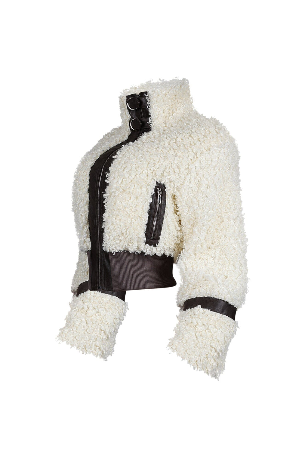 Bria Faux Leather Faux Poodle Fur Jacket