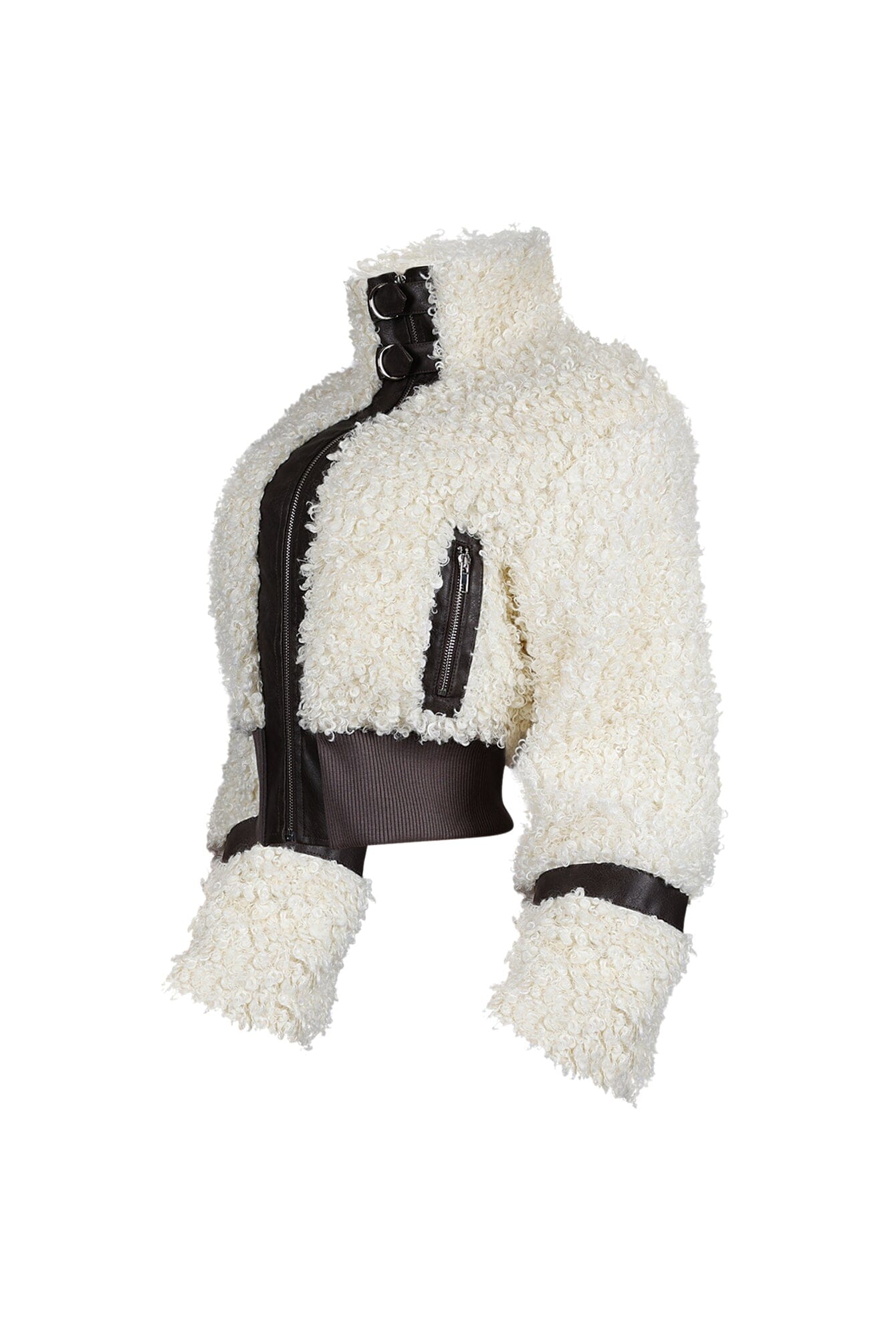 Bria Faux Leather Faux Poodle Fur Jacket