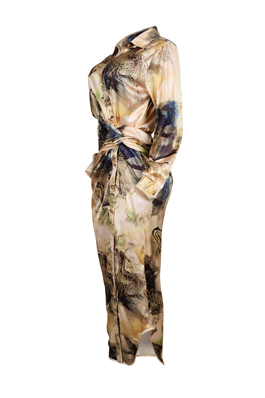 Sweet Talking Print Satin Maxi Dress