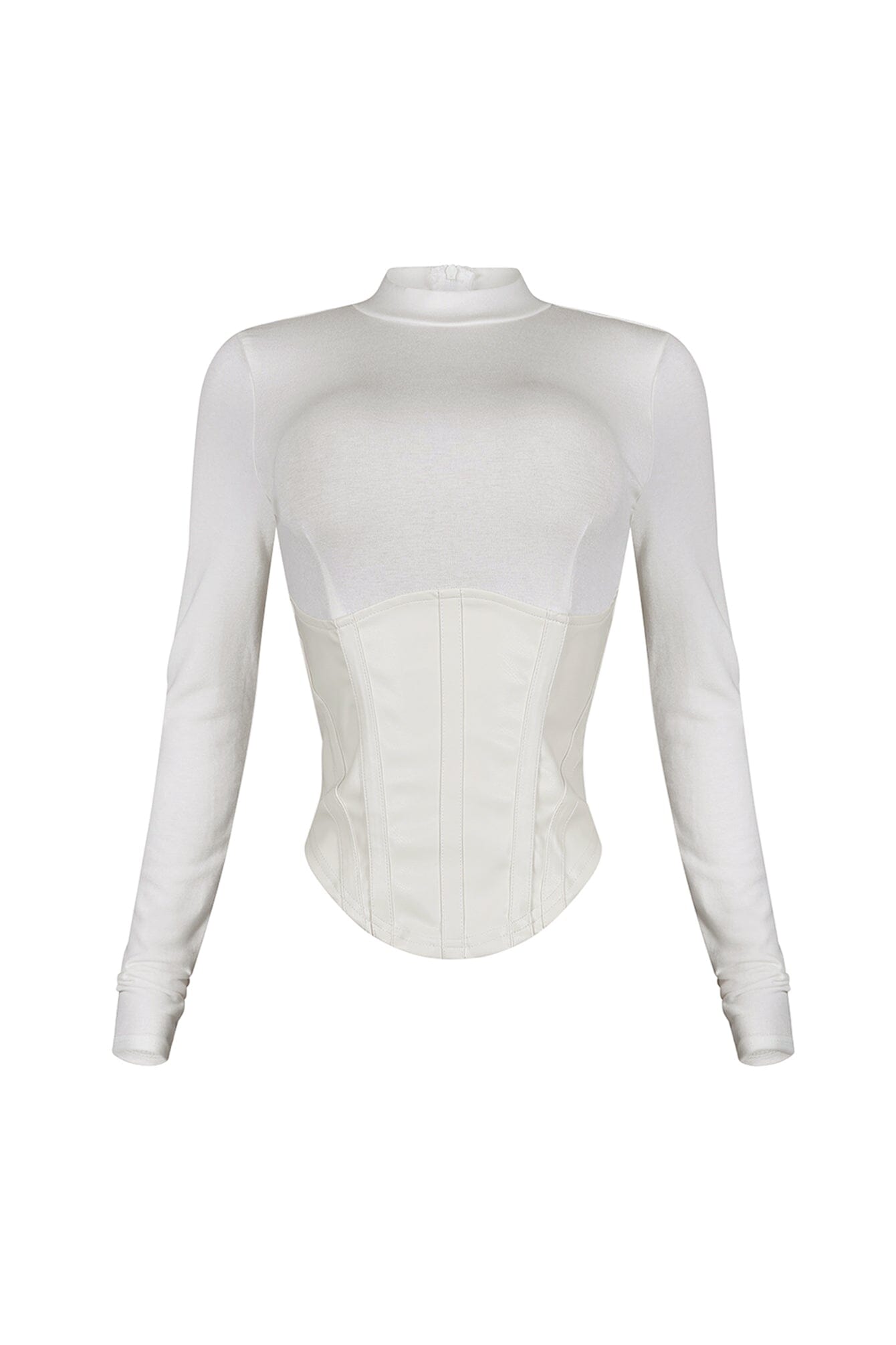 Iliana Faux Leather Corset Contrast Top